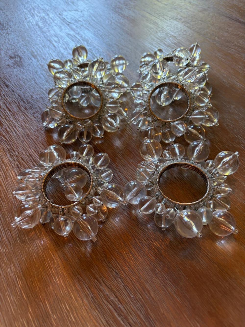 Set of 6 Clear Beaded Napkin Rings